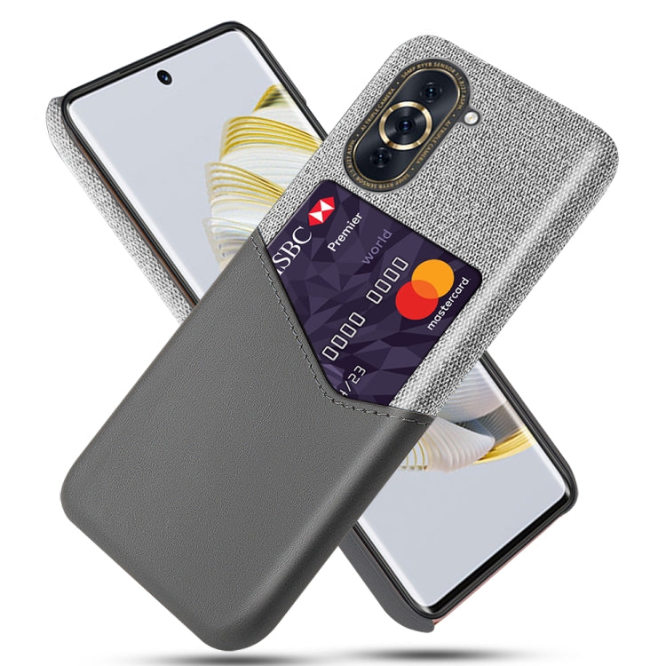 For Huawei nova 10 Pro Cloth Texture PC + PU Leather Back Cover Shockproof Case with Card Slot