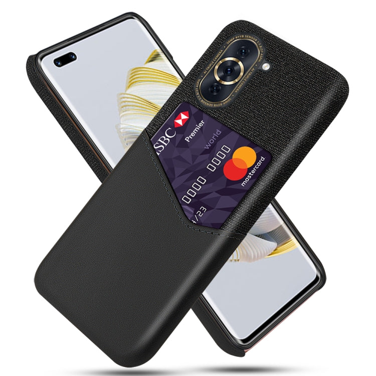 For Huawei nova 10 Cloth Texture PC + PU Leather Back Cover Shockproof Case with Card Slot