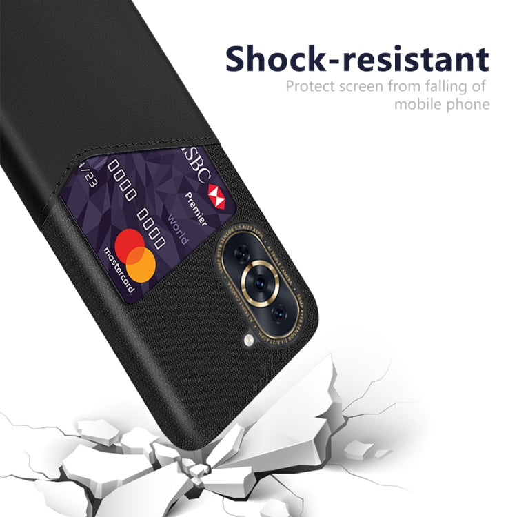 For Huawei nova 10 Cloth Texture PC + PU Leather Back Cover Shockproof Case with Card Slot