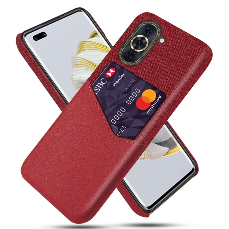 For Huawei nova 10 Cloth Texture PC + PU Leather Back Cover Shockproof Case with Card Slot