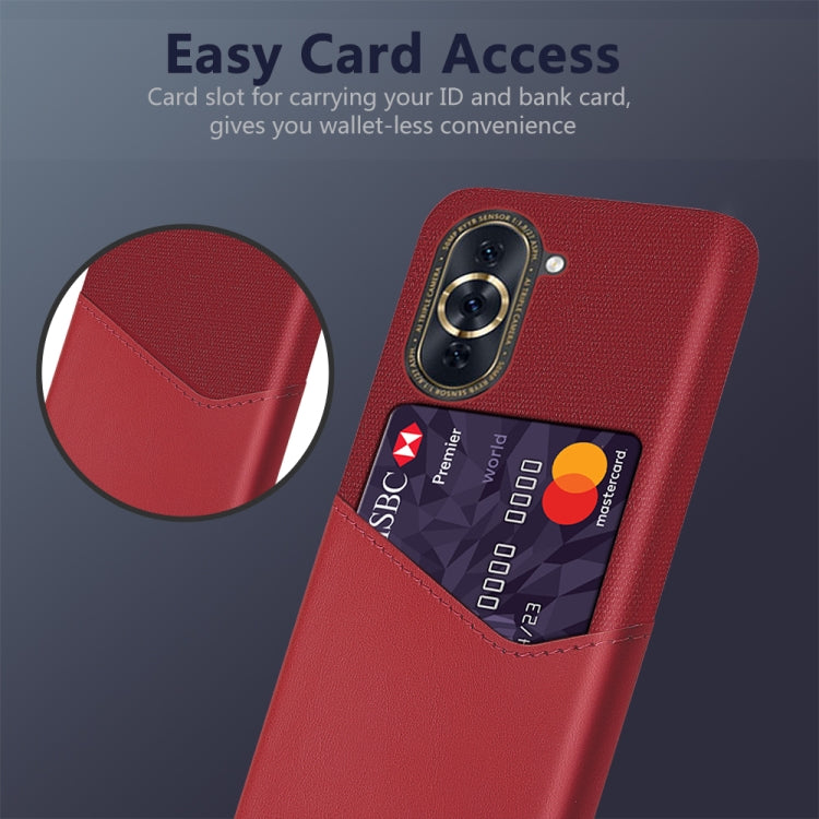 For Huawei nova 10 Cloth Texture PC + PU Leather Back Cover Shockproof Case with Card Slot
