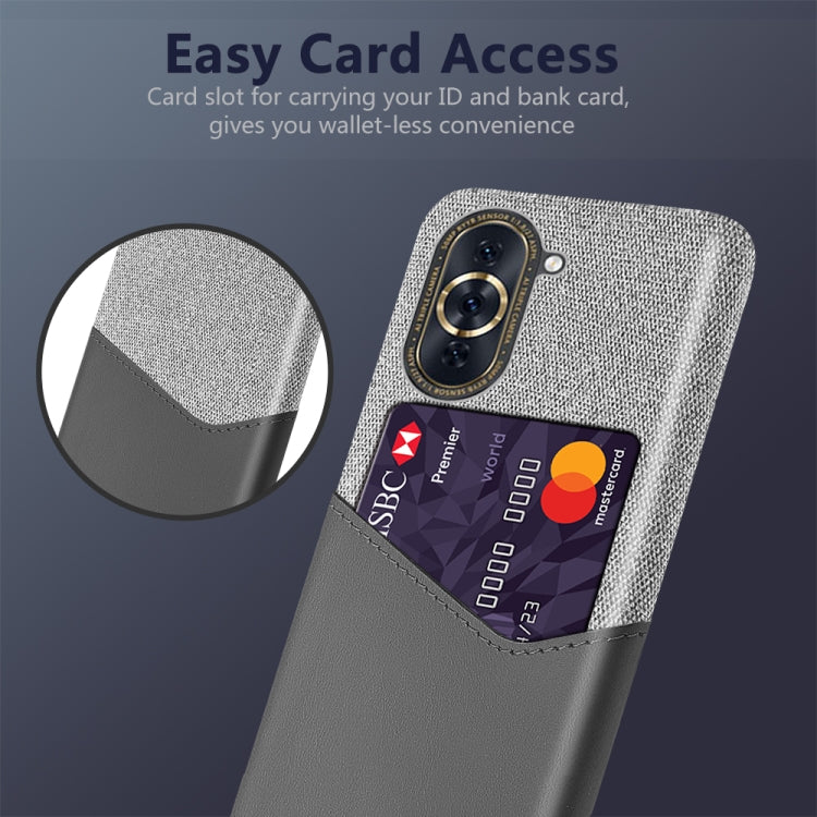 For Huawei nova 10 Cloth Texture PC + PU Leather Back Cover Shockproof Case with Card Slot