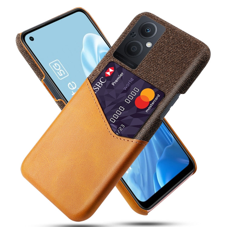 For OPPO Reno8 Lite Cloth Texture PC + PU Leather Back Cover Shockproof Case with Card Slot