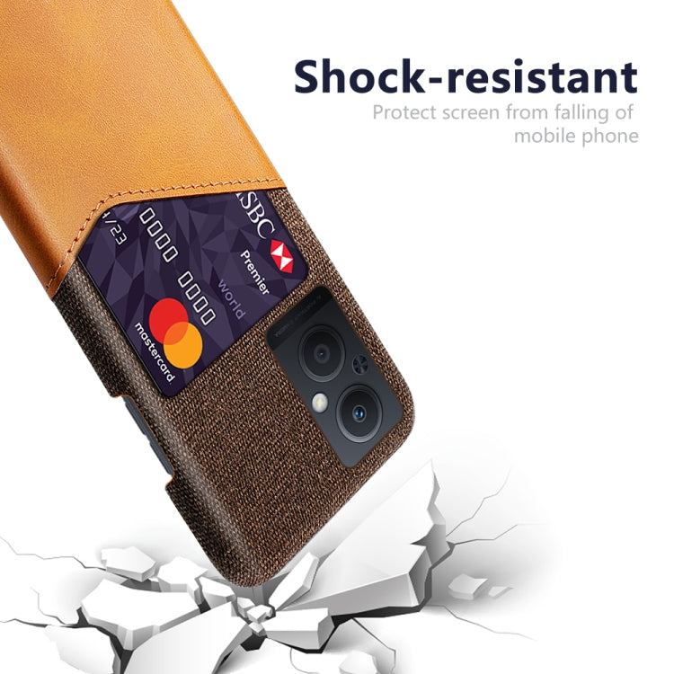 For OPPO Reno8 Lite Cloth Texture PC + PU Leather Back Cover Shockproof Case with Card Slot