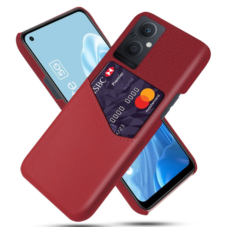 For OPPO Reno8 Lite Cloth Texture PC + PU Leather Back Cover Shockproof Case with Card Slot