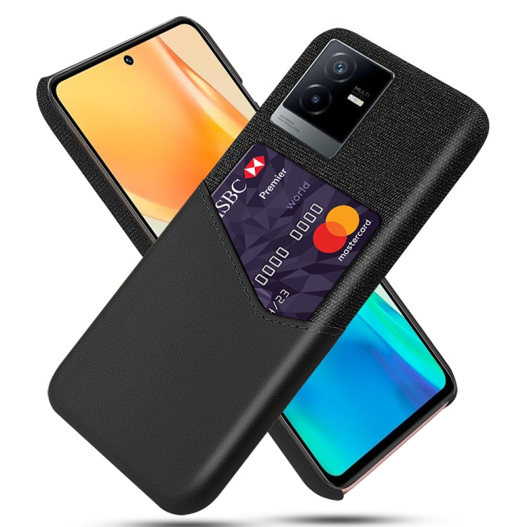 For vivo T2x Cloth Texture PC + PU Leather Back Cover Shockproof Case with Card Slot