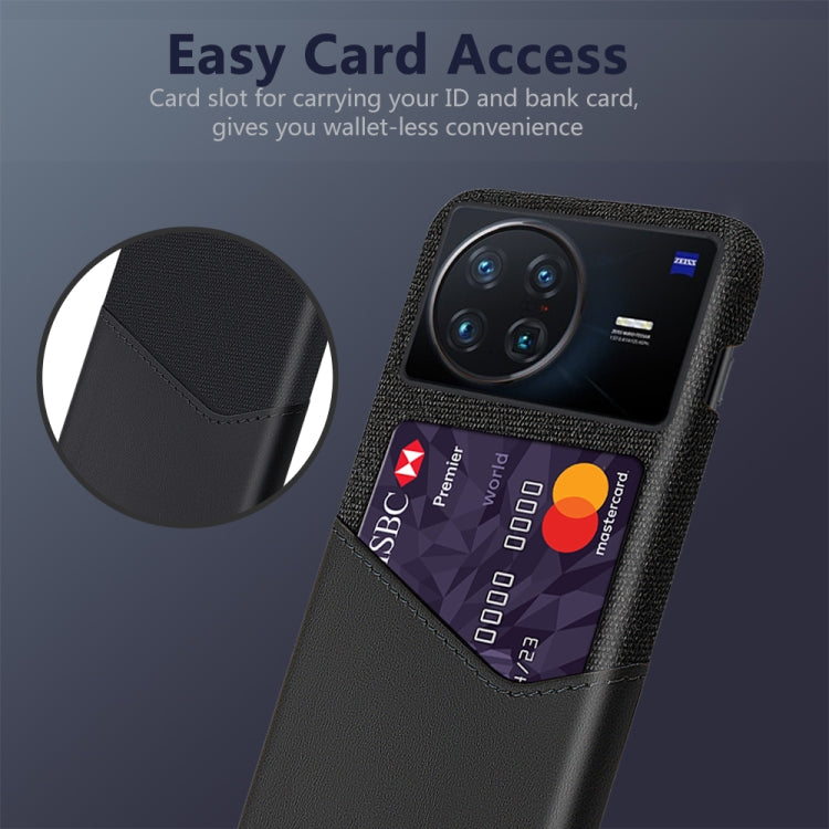 For vivo T2x Cloth Texture PC + PU Leather Back Cover Shockproof Case with Card Slot