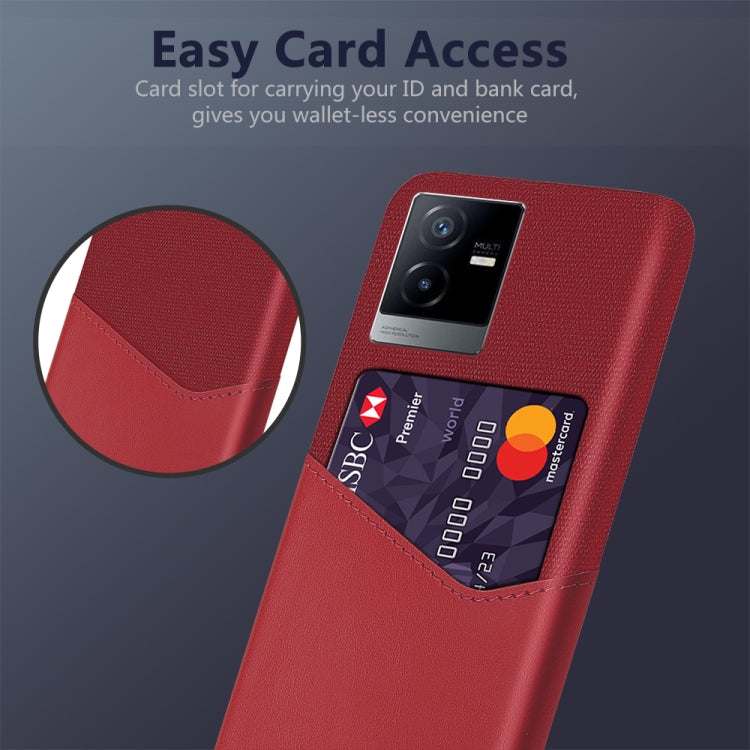 For vivo T2x Cloth Texture PC + PU Leather Back Cover Shockproof Case with Card Slot