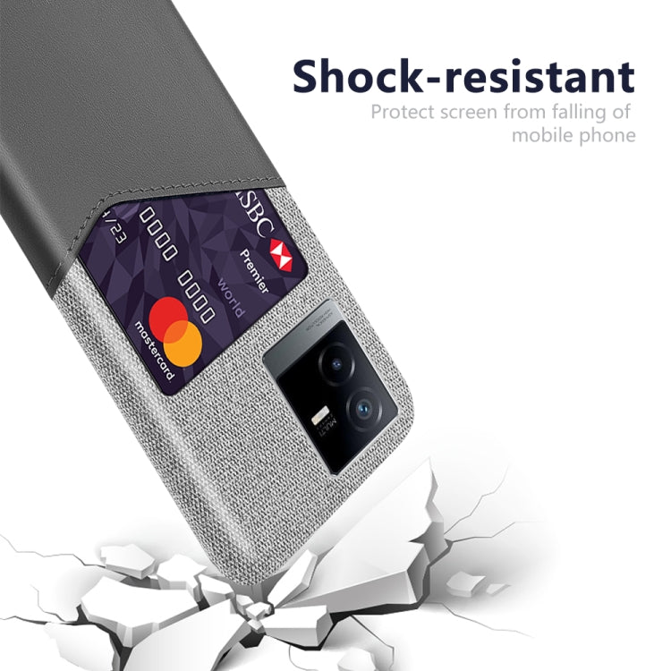 For vivo T2x Cloth Texture PC + PU Leather Back Cover Shockproof Case with Card Slot