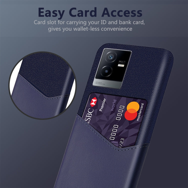 For vivo T2x Cloth Texture PC + PU Leather Back Cover Shockproof Case with Card Slot