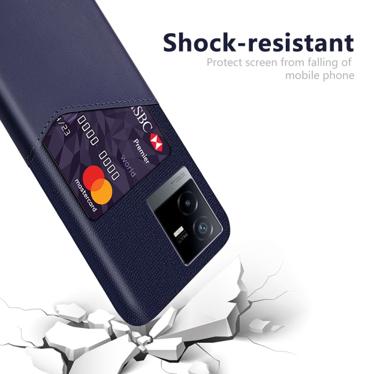 For vivo T2x Cloth Texture PC + PU Leather Back Cover Shockproof Case with Card Slot