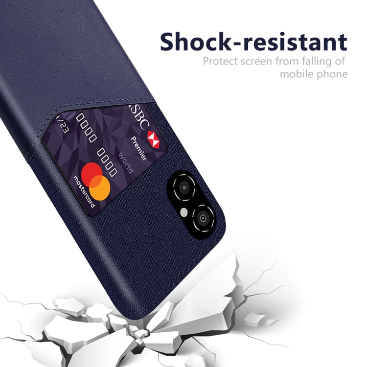 For Xiaomi Poco M4 5G Cloth Texture PC + PU Leather Back Cover Shockproof Case with Card Slot