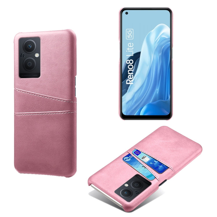 For OPPO Reno8 Lite Calf Texture Card Slots PC+PU Leather Phone Case