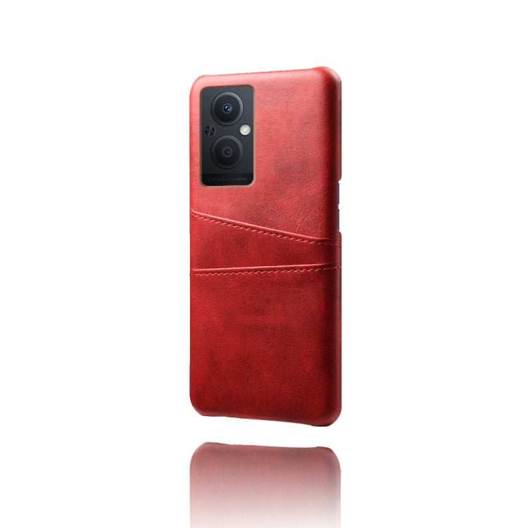 For OPPO Reno8 Lite Calf Texture Card Slots PC+PU Leather Phone Case