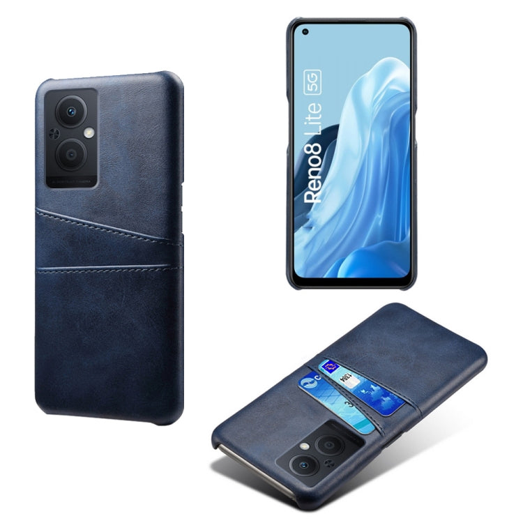 For OPPO Reno8 Lite Calf Texture Card Slots PC+PU Leather Phone Case