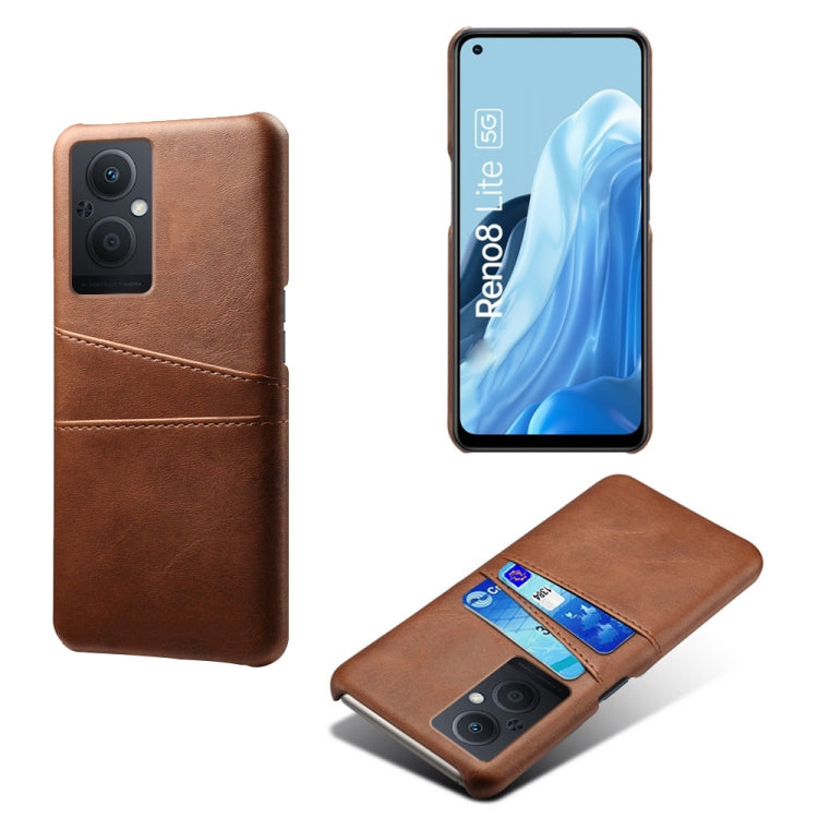 For OPPO Reno8 Lite Calf Texture Card Slots PC+PU Leather Phone Case