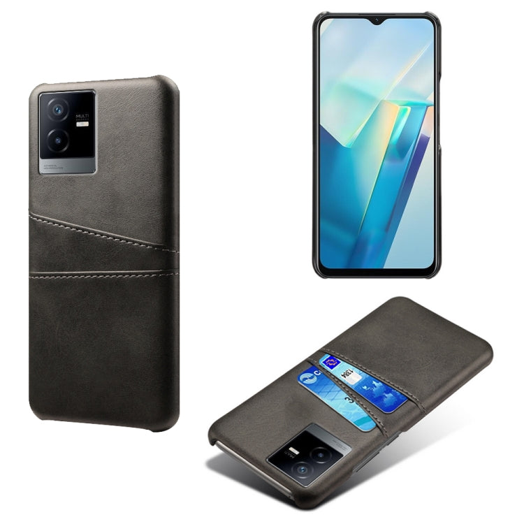 For vivo T2x Calf Texture Card Slots PC+PU Leather Phone Case