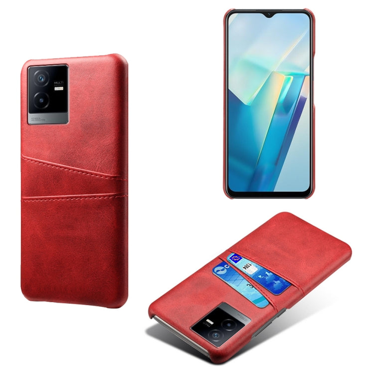 For vivo T2x Calf Texture Card Slots PC+PU Leather Phone Case