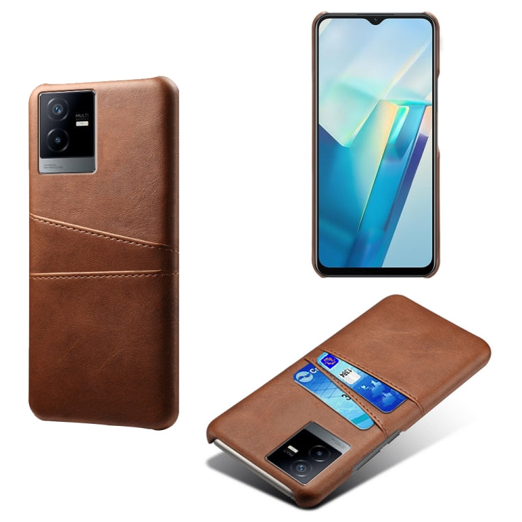 For vivo T2x Calf Texture Card Slots PC+PU Leather Phone Case