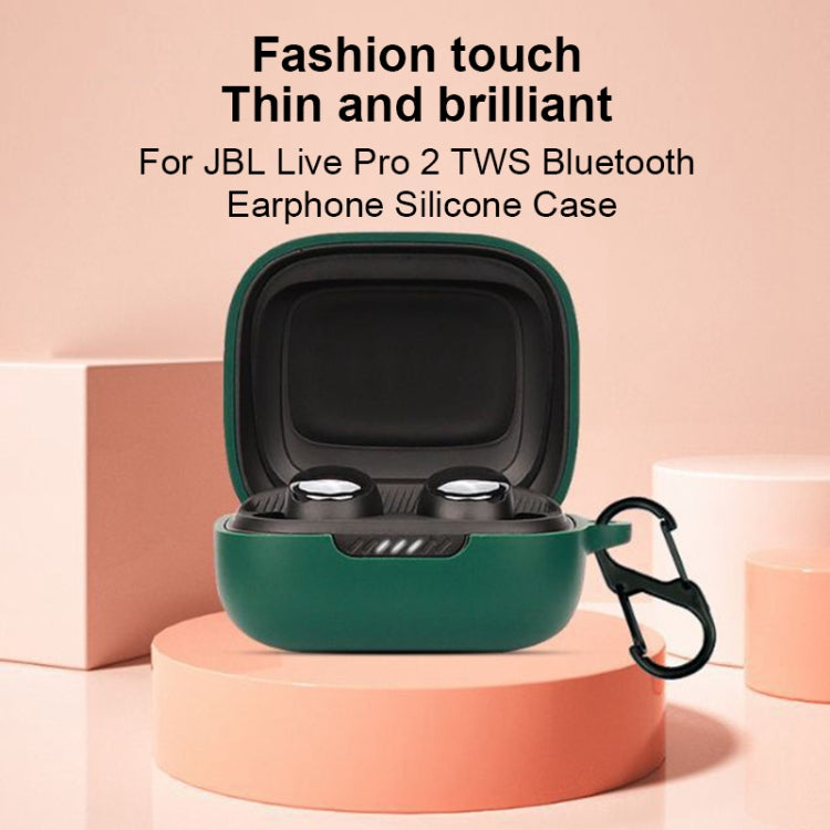 Silicone Bluetooth Earphone Case with Carabiner For JBL Live Pro 2