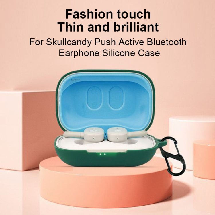 Pure Color Bluetooth Earphone Silicone Protective Case with Carabiner For Skullcandy Push Active