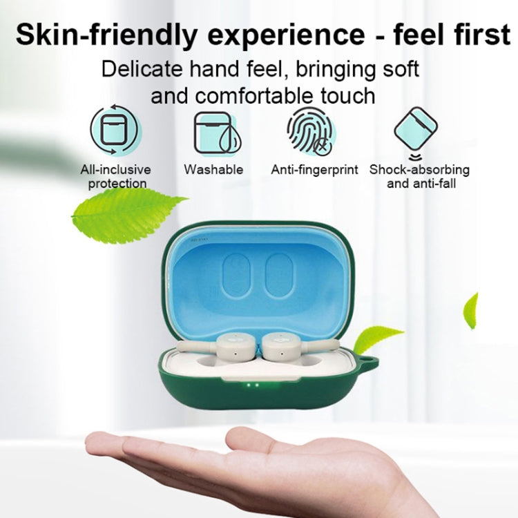 Pure Color Bluetooth Earphone Silicone Protective Case with Carabiner For Skullcandy Push Active