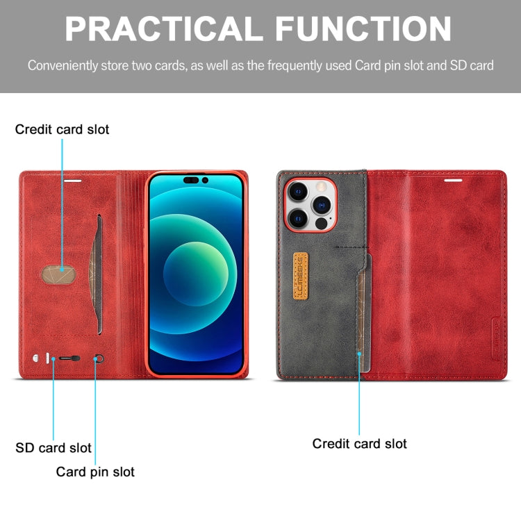 For iPhone 14 Pro LC.IMEEKE LC-001 Color Matching Frosted Leather Phone Case