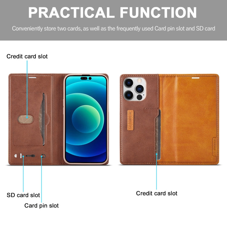 For iPhone 14 Pro Max LC.IMEEKE LC-001 Color Matching Frosted Leather Phone Case