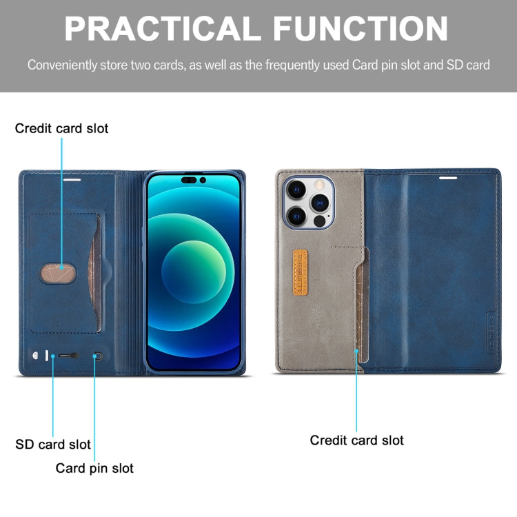 For iPhone 14 Pro Max LC.IMEEKE LC-001 Color Matching Frosted Leather Phone Case