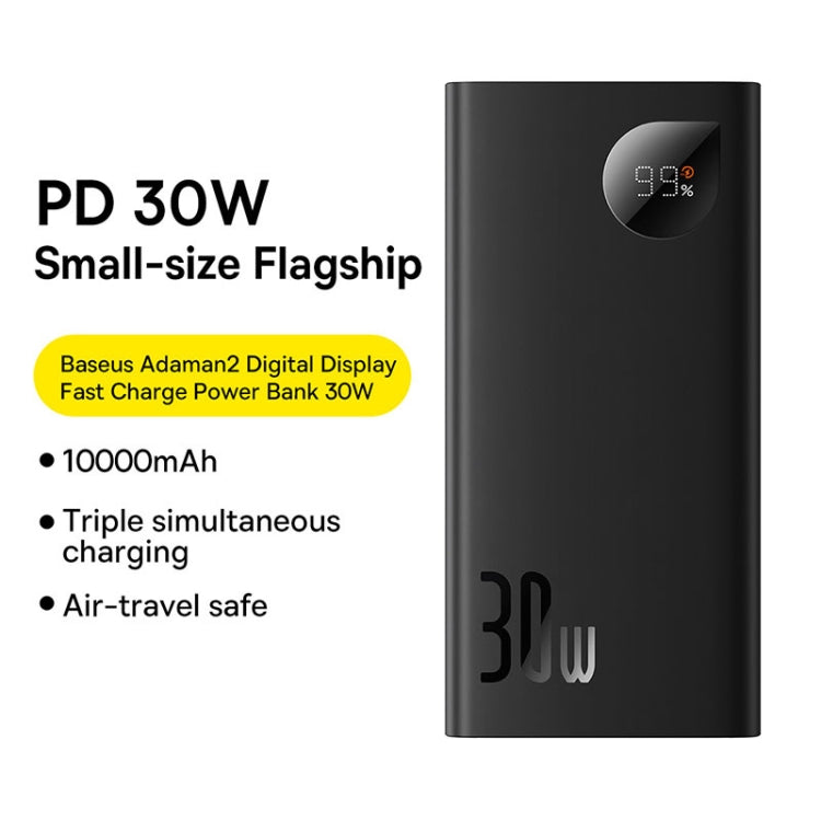 Baseus Adaman2 PPAD040001 10000mAh 30W Digital Display Fast Charge Power Bank with Type-C Cable(Black)