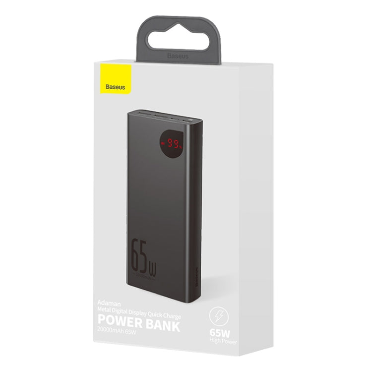 Baseus Adaman PPIMDA-D01 20000mAh 65W Metal Digital Display Quick Charge Power Bank with Type-C Cable(Black)