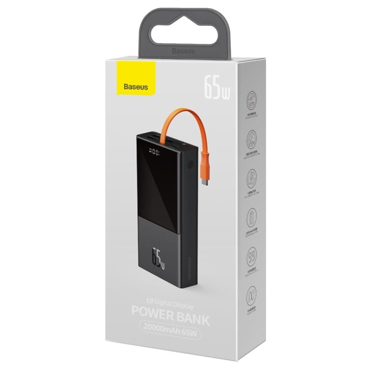 Baseus PPJL000001 20000mAh 65W Elf Digital Display Fast Charging Power Bank with Cable(Black)