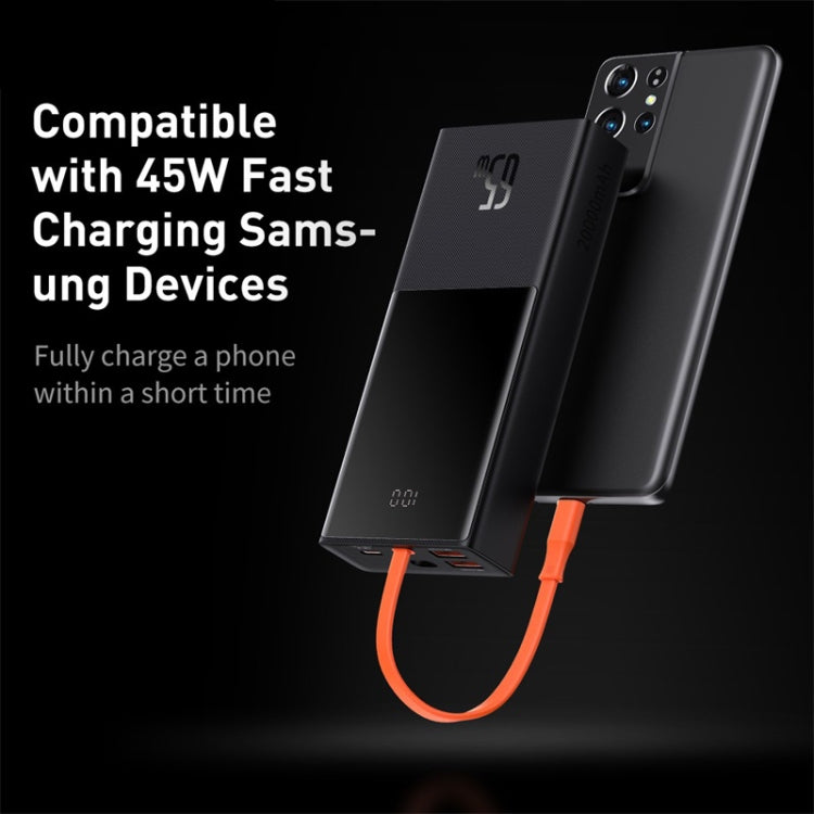 Baseus PPJL000001 20000mAh 65W Elf Digital Display Fast Charging Power Bank with Cable(Black)