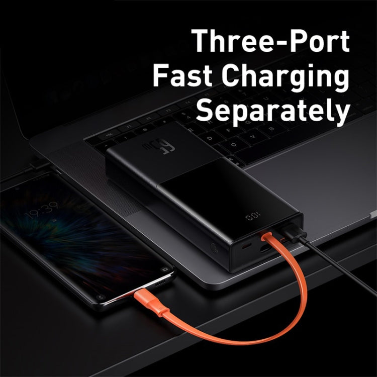 Baseus PPJL000001 20000mAh 65W Elf Digital Display Fast Charging Power Bank with Cable(Black)