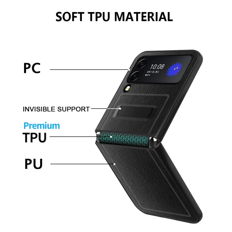 For Samsung Galaxy Z Flip4 GKK Litchi Texture Magnetic Holder Phone Case
