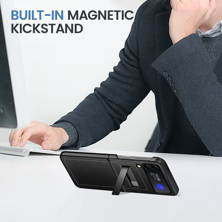 For Samsung Galaxy Z Flip4 GKK Litchi Texture Magnetic Holder Phone Case
