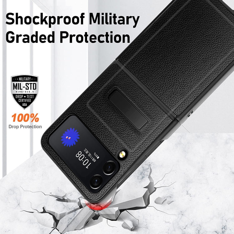 For Samsung Galaxy Z Flip4 GKK Litchi Texture Magnetic Holder Phone Case