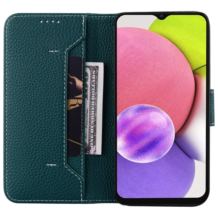For Samsung Galaxy A03s 164mm EU Version Litchi RFID Leather Phone Case