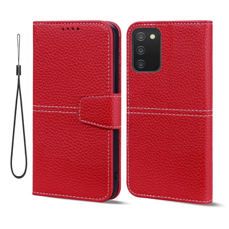 For Samsung Galaxy A03s 164mm EU Version Litchi RFID Leather Phone Case