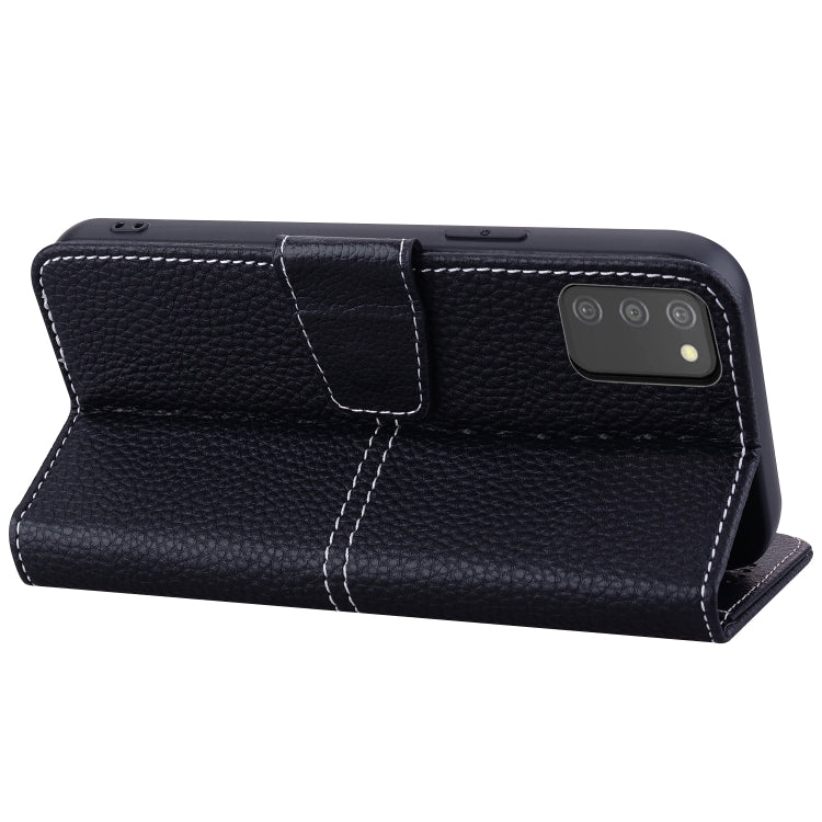 For Samsung Galaxy A02s 166.6mm EU Version Litchi RFID Leather Phone Case