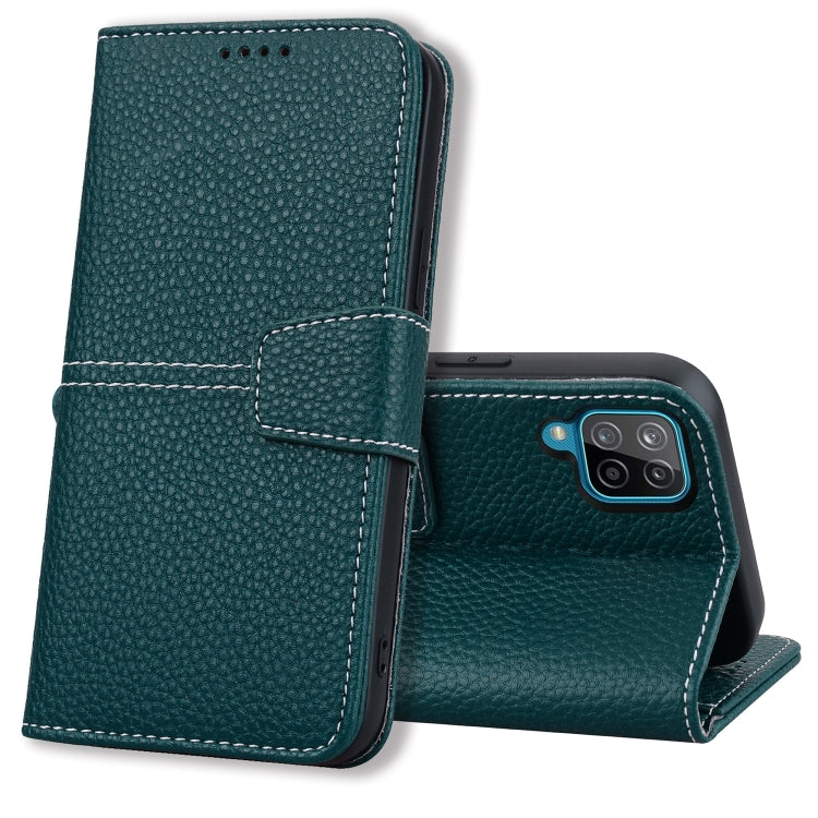 For Samsung Galaxy A12 Litchi RFID Leather Phone Case