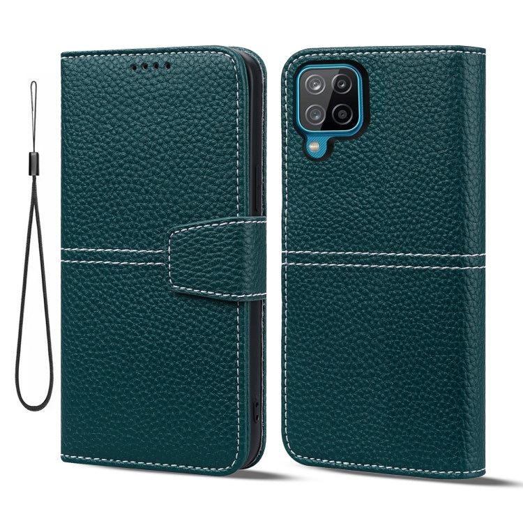 For Samsung Galaxy A12 Litchi RFID Leather Phone Case