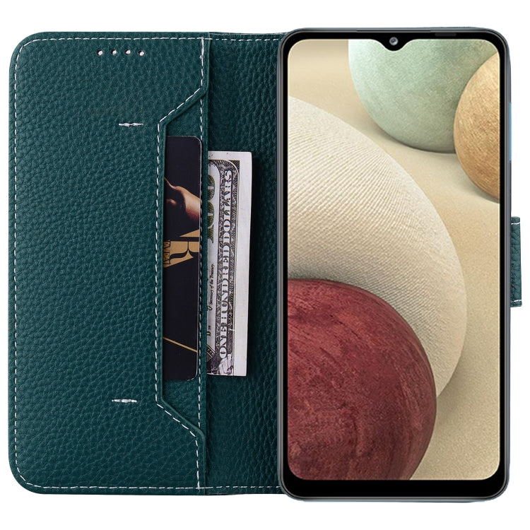 For Samsung Galaxy A12 Litchi RFID Leather Phone Case