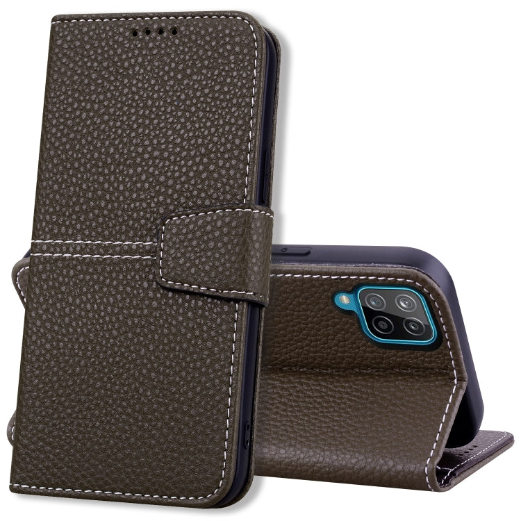 For Samsung Galaxy A12 Litchi RFID Leather Phone Case