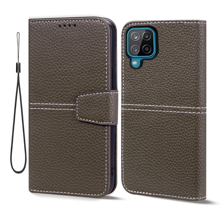 For Samsung Galaxy A12 Litchi RFID Leather Phone Case