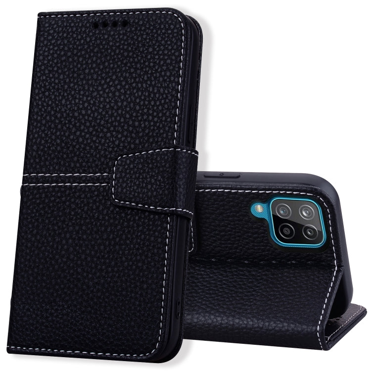 For Samsung Galaxy A12 Litchi RFID Leather Phone Case