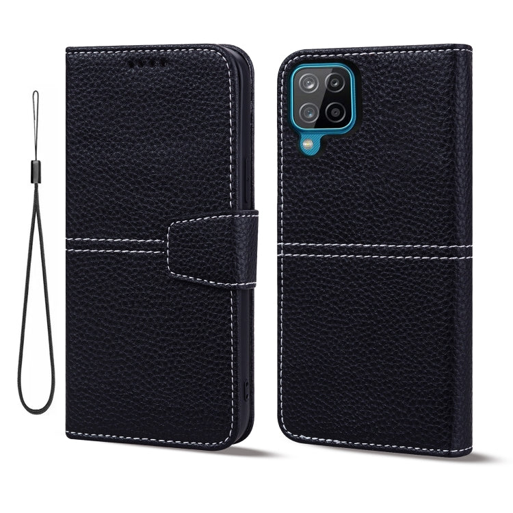 For Samsung Galaxy A12 Litchi RFID Leather Phone Case