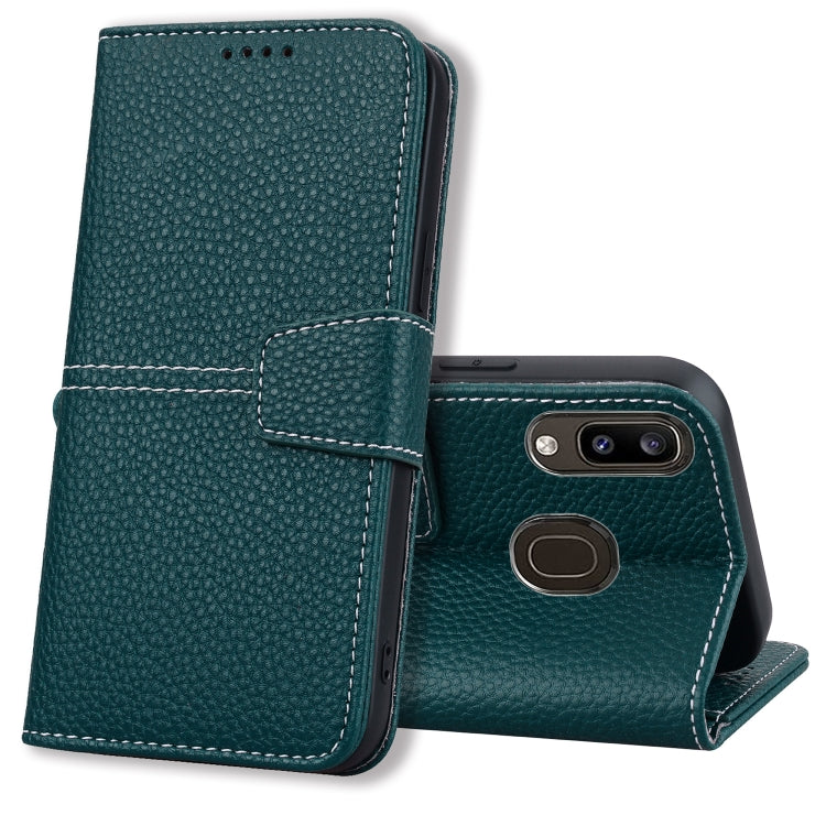For Samsung Galaxy A20 / A30 Litchi RFID Leather Phone Case