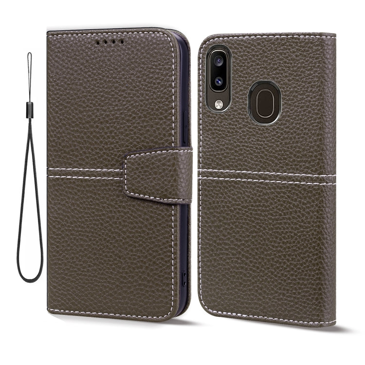 For Samsung Galaxy A20 / A30 Litchi RFID Leather Phone Case