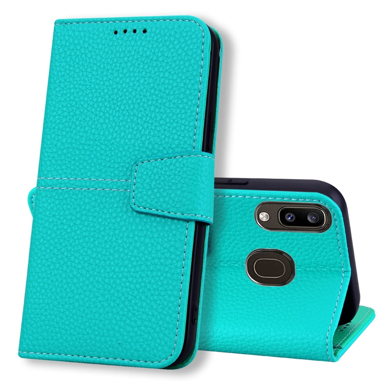 For Samsung Galaxy A20 / A30 Litchi RFID Leather Phone Case